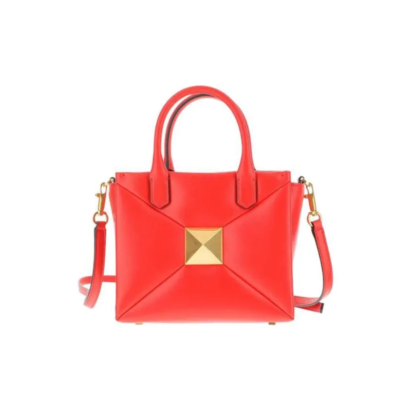 Valentino One Stud Nappa Leather Shoulder Bag Crossbody Bag Handbag Women's Orange Red-0