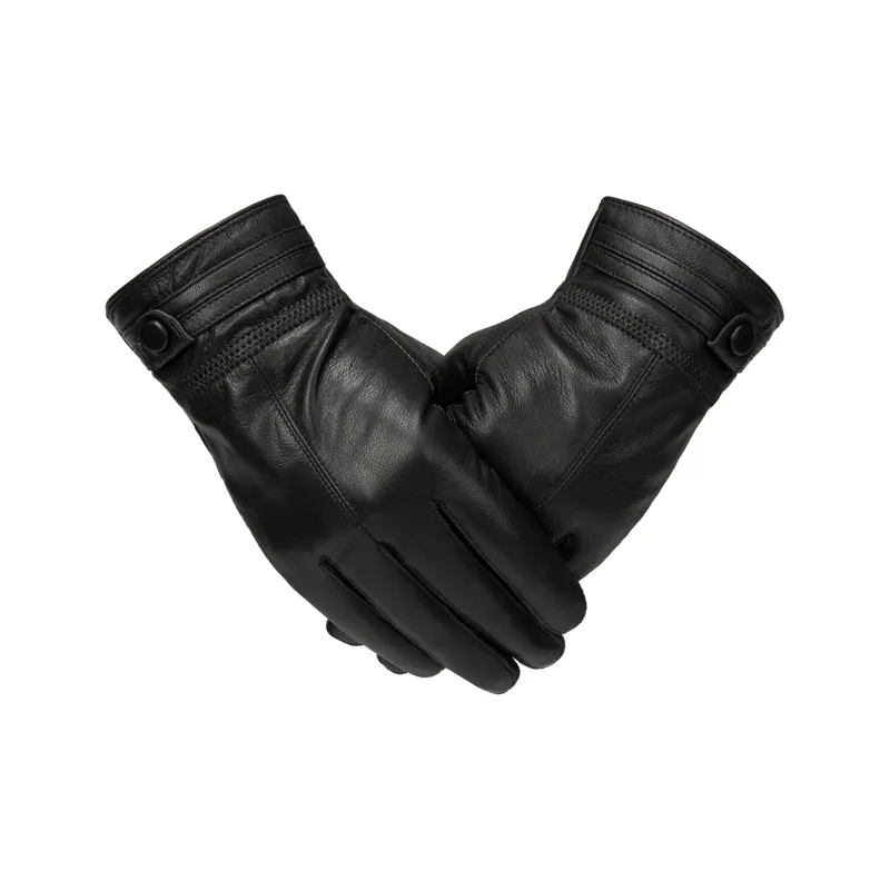 Shanghai Story Sheepskin Knit Gloves Men's Black Gift Box Set-73