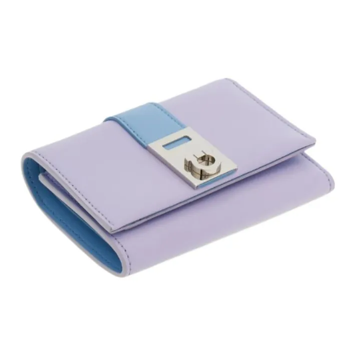 FERRAGAMO GANCINI Calfskin Wallet Women's Light Purple Sky Blue-1