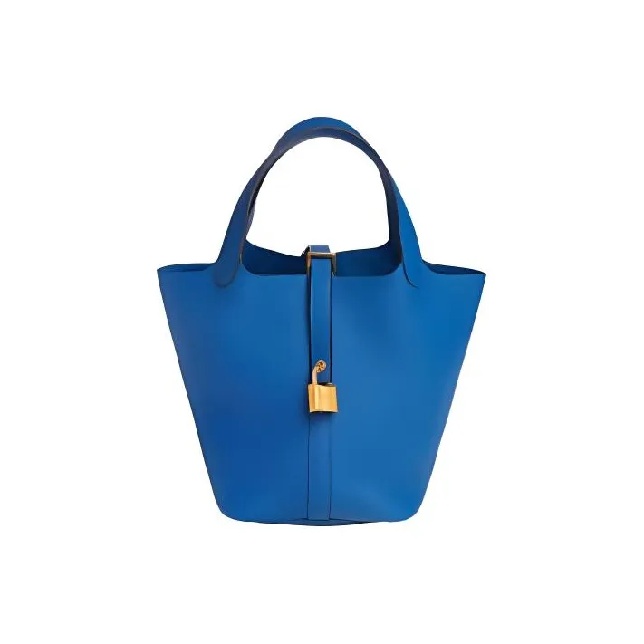 HERMES Picotin Lock Cow Leather Bucket Bags Handbags Women's 17 Ficelle Light Gray Brown-0
