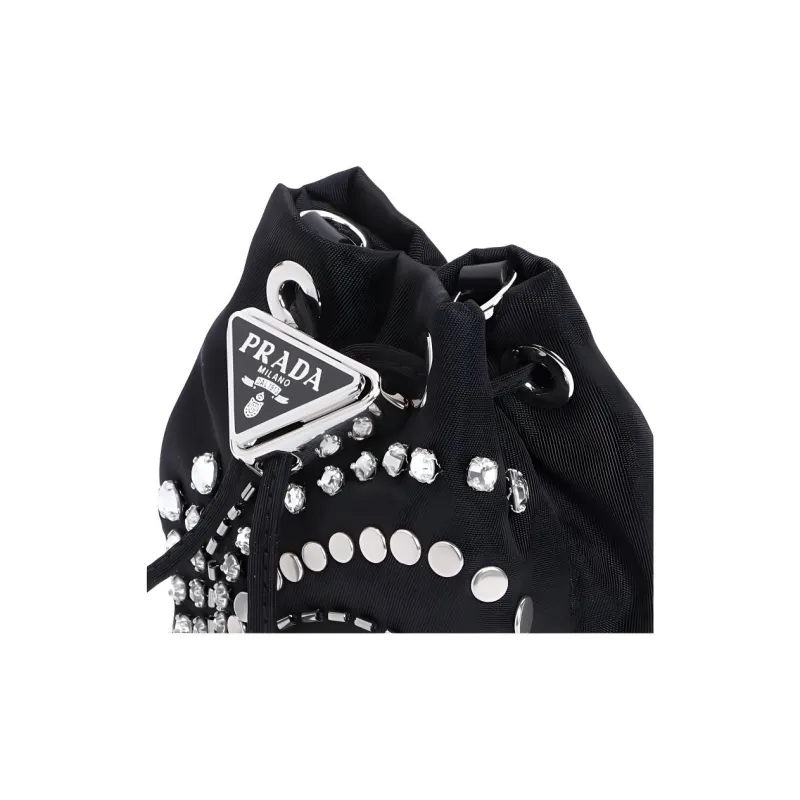 PRADA Nylon One Shoulder Crossbody Clutches Mini Women's Black-4