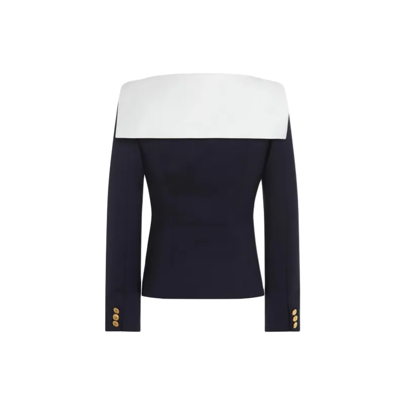 Alessandra Rich Mikado Collar Light Jacket-1