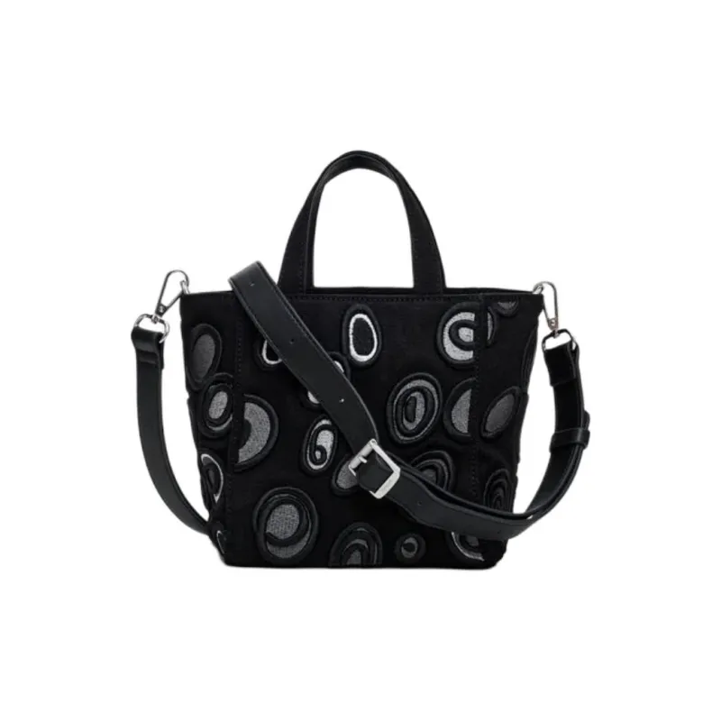 Desigual Cotton Tote Bag, Shopping Bag, Shoulder Bag, Crossbody Bag, Handbag Regular Women's Black-2