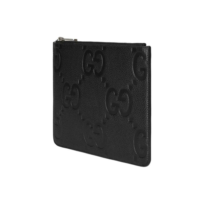 GUCCI Grained Leather Clutch Large Size Men's Black-1