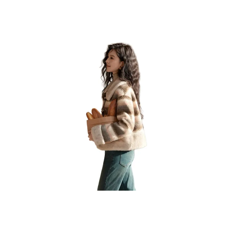 MISHOW Velvet-feel Coat Women's Apricot Bar-2