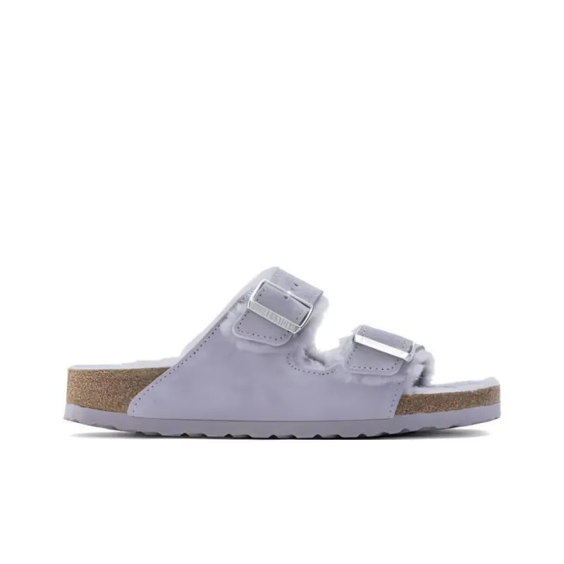 Birkenstock Arizona Shearling Suede Leather Narrow Fit 'Purple Fog' Women's-1