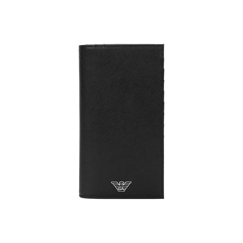 GIORGIO ARMANI Recycled Leather Wallet Large Size Men's Black-1