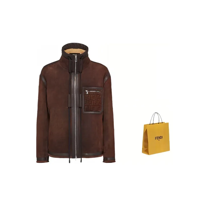 FENDI High Neck Zip Up Oversized Jacket-2