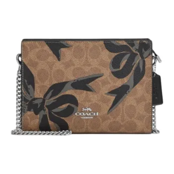 COACH Canvas Clutch Small Size Women's Brown Yellow & Black