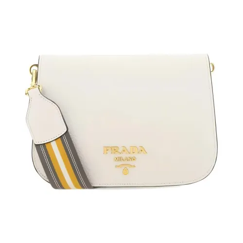 PRADA Calfskin Shoulder Bag Crossbody Bag Unisex White
