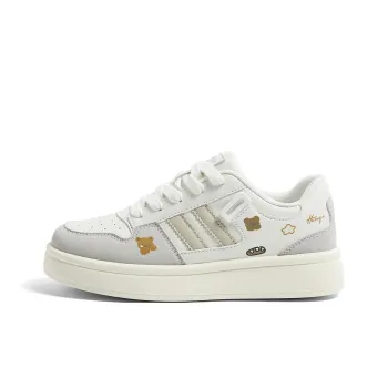 HUANQIU Anti Slip Wear Resistant Low Top Skateboard Shoes Women's Greige