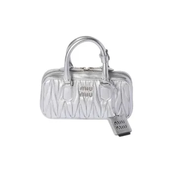 MIU MIU Arcadie Series Nappa Leather Shoulder Bag, Crossbody Bag, Handbag Mini Women's Silver