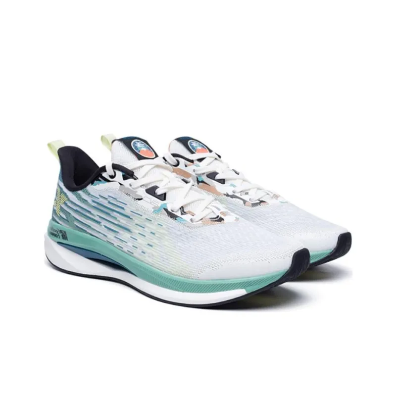 XTEP Swift 2.0 Cushioned Anti Slip Wear Resistant Breathable Lightweight Low Top Running Shoes Men's White Green-3