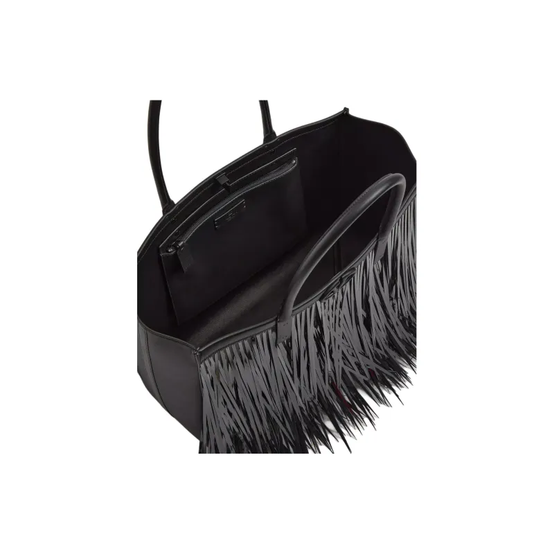 Valentino Vlogo Leather Tote Bag, Shopping Bag, Handbag, Shoulder Bag Medium Size Women's Black-6