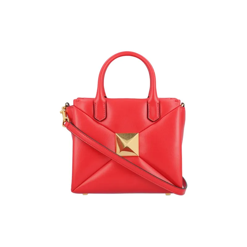 Valentino One Stud Nappa Leather Shoulder Bag Crossbody Bag Handbag Women's Orange Red-1