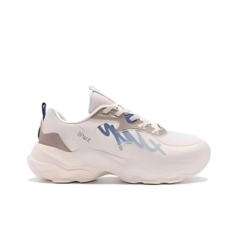 XTEP Man Dance Cushioning Wear Resistant Low Top Running Shoes Women's White Brown Blue-1