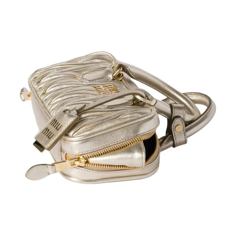 MIU MIU Arcadie Series Nappa Leather Shoulder Bag, Crossbody Bag, Handbag Mini Women's Yellow Iron Ore-3