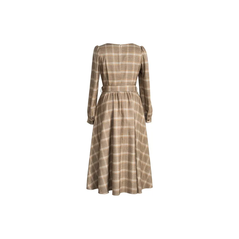 ROEYSHOUSE Long Sleeved Dresses Women's Plaid-1