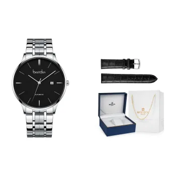 Bestdon Automatic Mechanical Movement Stainless Steel Watchband Watch Men's Watches Black Dial