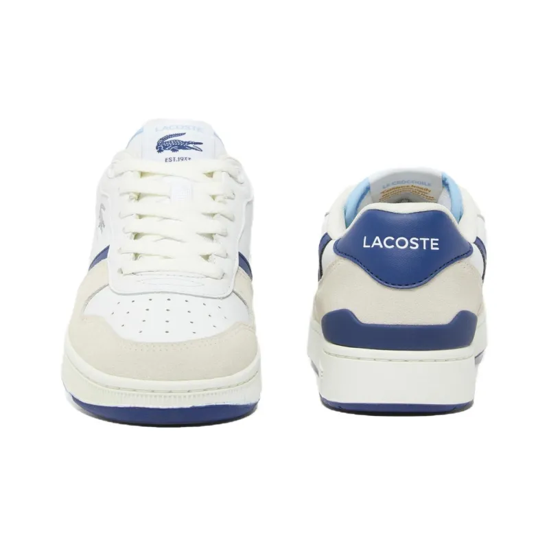 LACOSTE T-Clip Low-Top Skateboard Shoes Women's White Blue-3