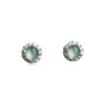 YUANYUXIANG Ice Type Blue Water Jadeite Stud Earring Women's