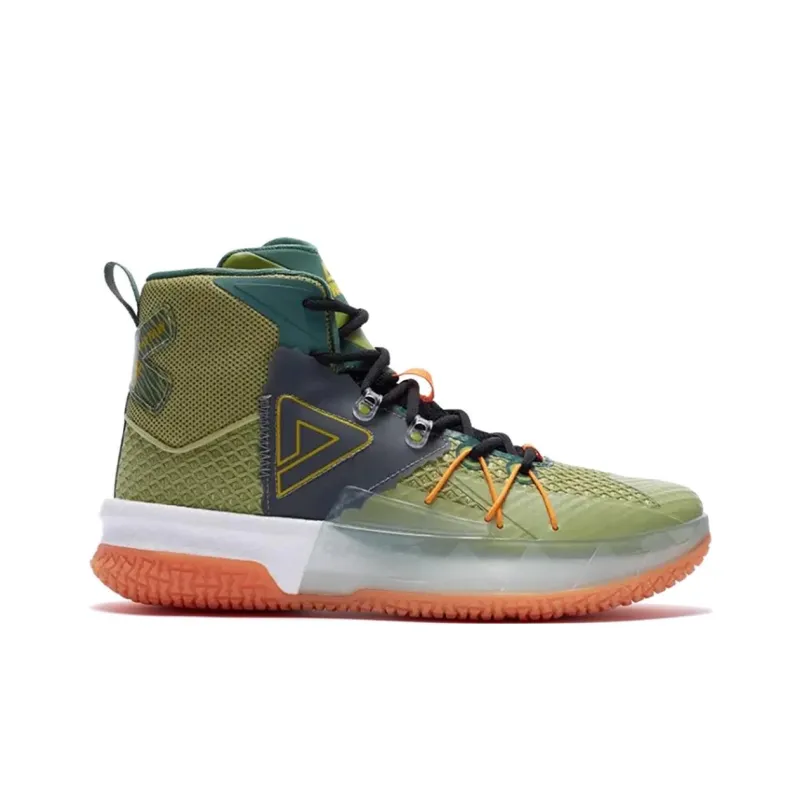 PEAK Anti-Slip Wear-Resistant High-Top Basketball Shoes Men's Green-1