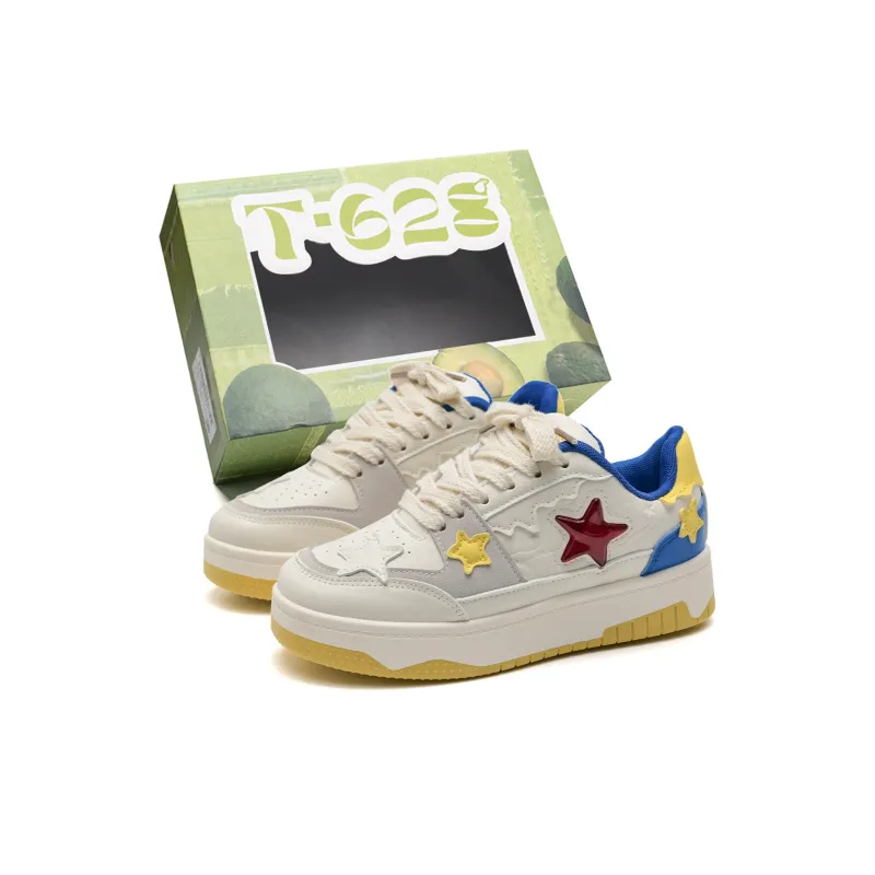 T628 Stars Puffy Shoes Slip Resistant, Abrasion Resistant, Lightweight Low Top Skateboard Shoes Unisex Box-6