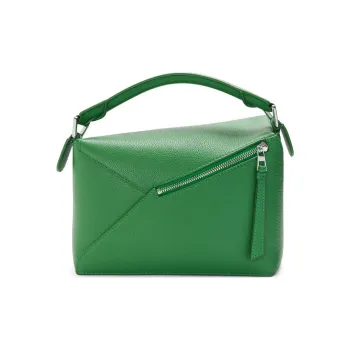 LOEWE Puzzle Grain Calfskin Shoulder Bag, Crossbody Bag, Handbag Small Size Women's Green