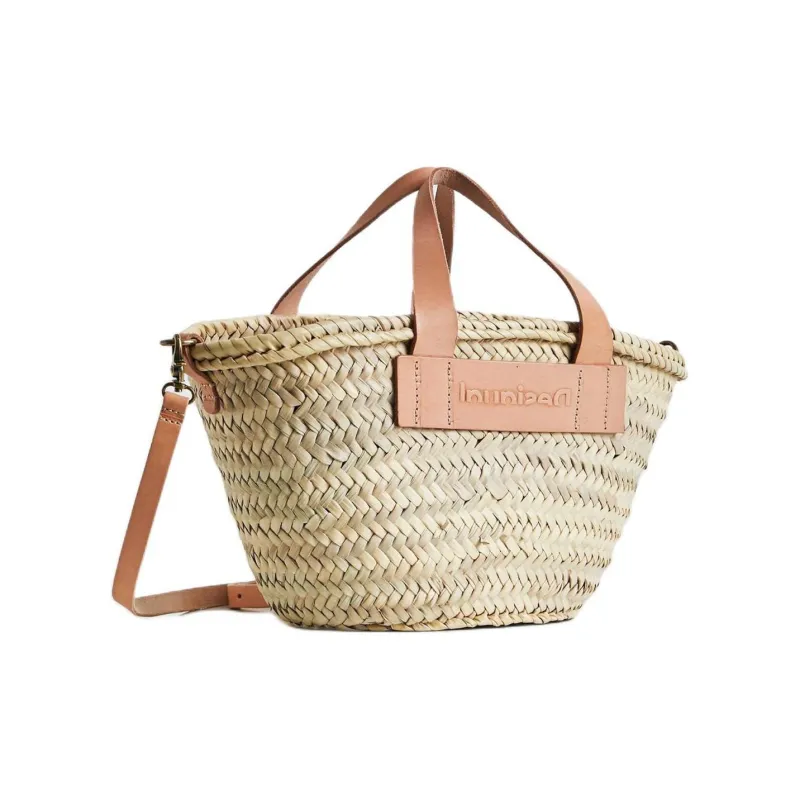 Desigual Straw Shoulder Bag, Crossbody Bag, Handbag Medium Size Women's Natural-1