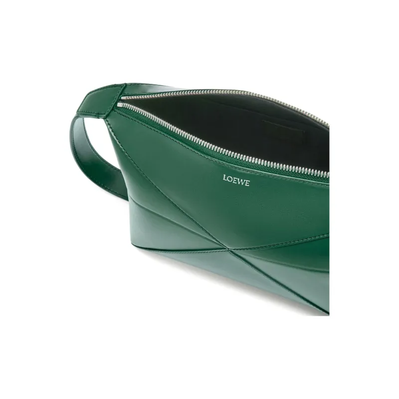 LOEWE Puzzle Fold Shiny Calfskin Toiletry Bag Men's Green-5