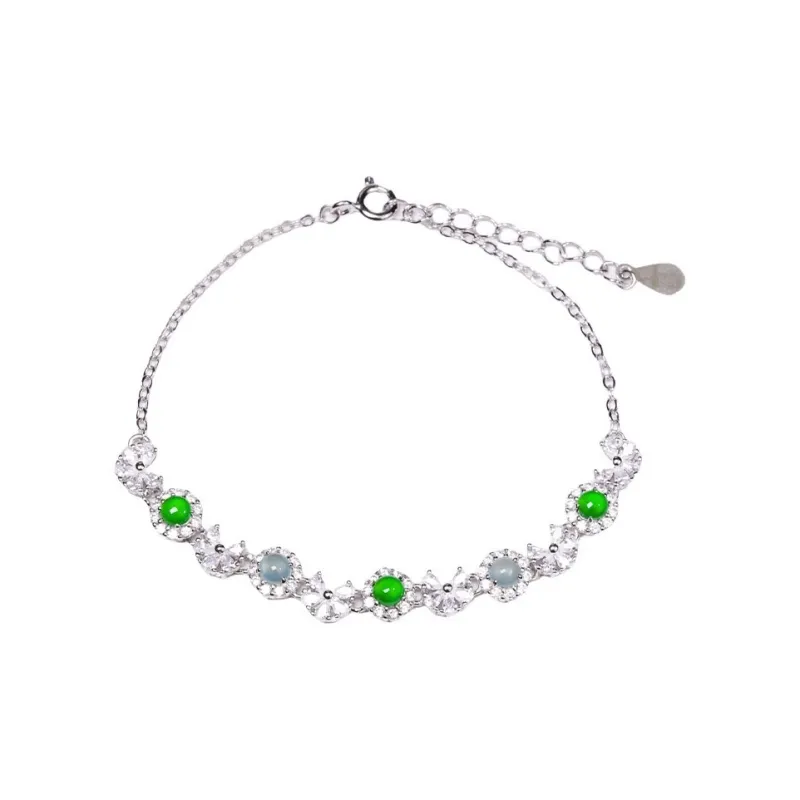 Green Craftsman Ice Glutinous Jadeite Bracelets Women's-0