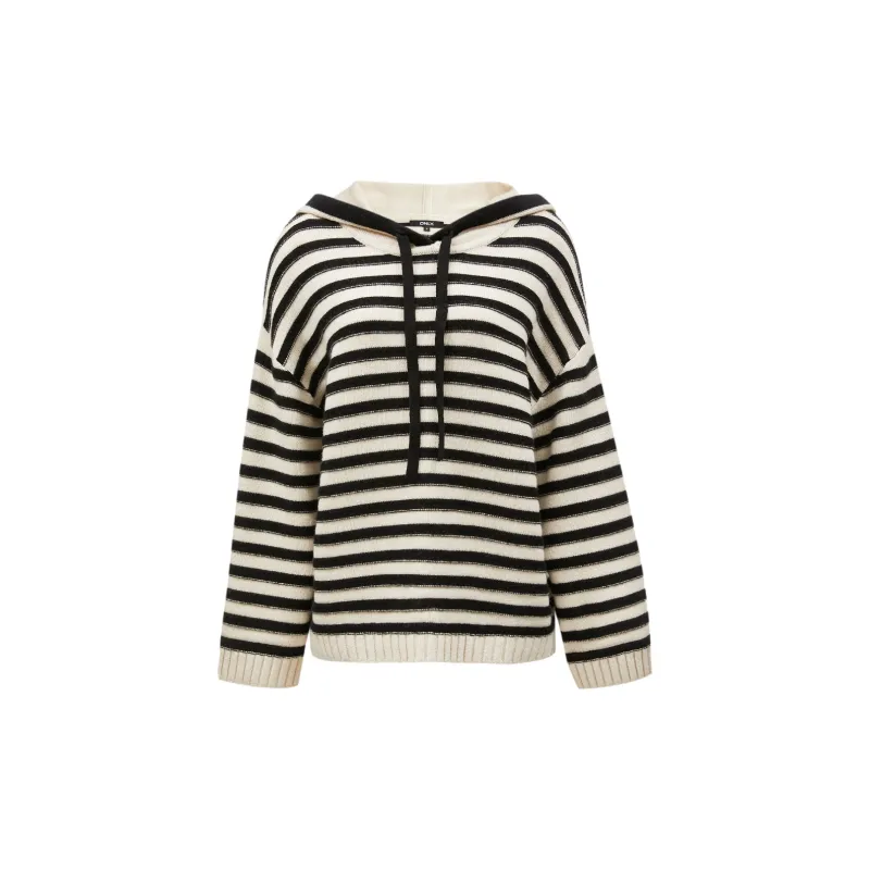 ONLY Knitwear Women's Black White Stripes-0