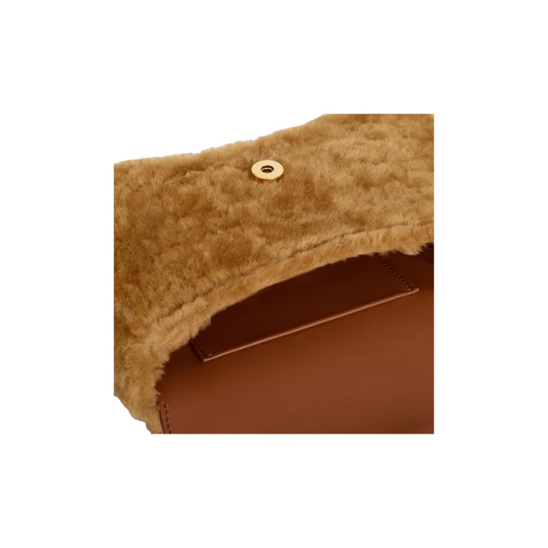 CELINE Shearling Handbag, Shoulder Bag Women's Brown-4