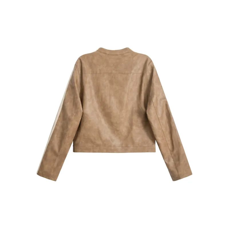 UNIFREE Leather Jacket Women's Light Coffee-1