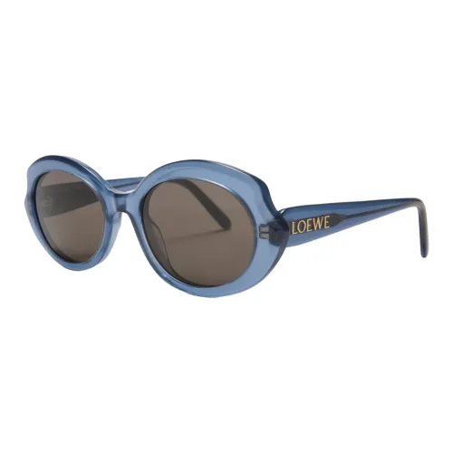 LOEWE Acetate Gold Finish Oval Sunglasses Unisex Milk Blue