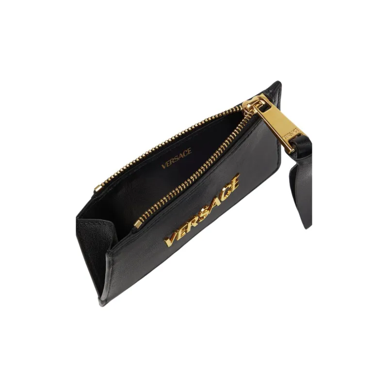FANSIZHE Tag Lambskin Card Holder Women's Black & Gold-2