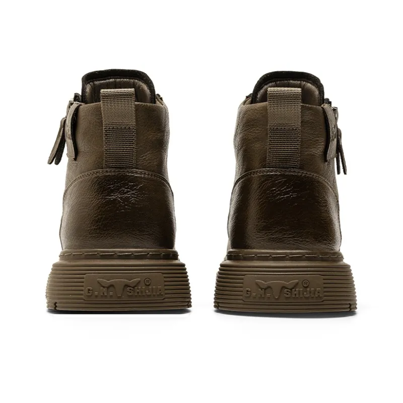 G.N.SHIJIA Casual Shoes Men Mid Top Black/Brown-19