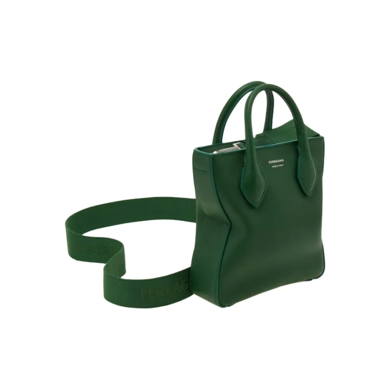 FERRAGAMO Calfskin Tote Bag Shopping Bag Shoulder Bag Crossbody Bag Handbag Mini Men's Forest Green-1