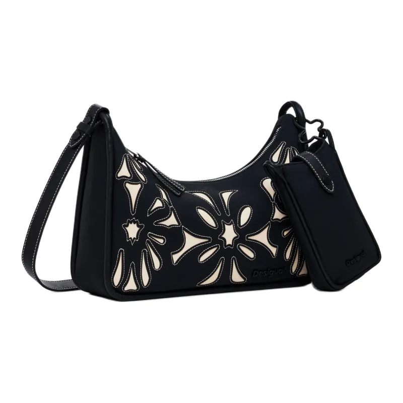 Desigual PU Crossbody Bag, Shoulder Bag Medium Size Women's Black-2