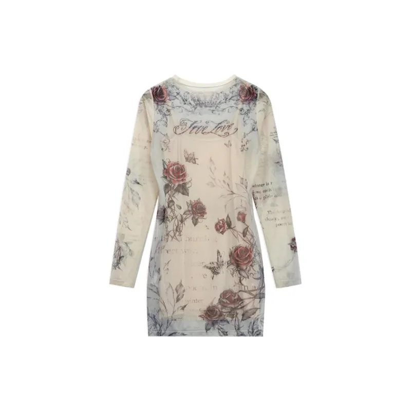 Ed Hardy FW24 Long Sleeved Dress Women's Multicolor Color-1