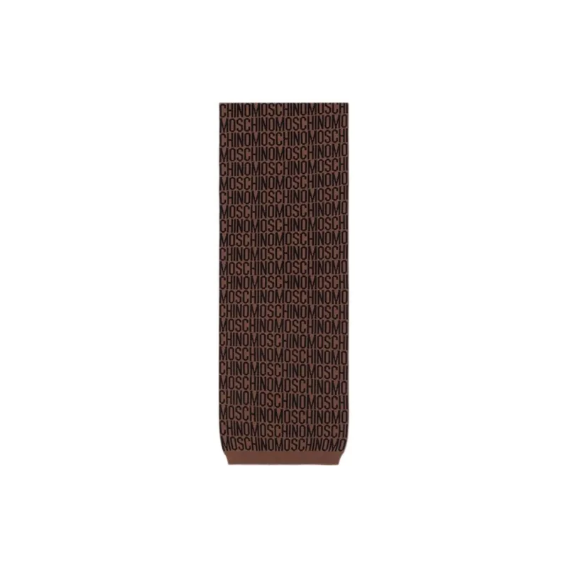 MOSCHINO Wool Knit Scarves Unisex Dark Brown-0