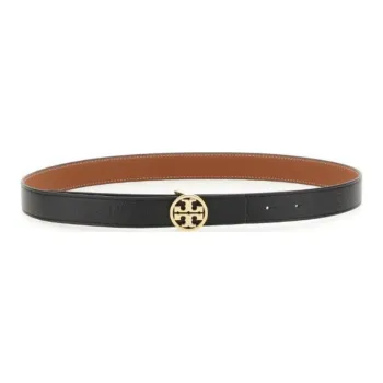 TORY BURCH Cow Leather, Brass Leather Belts Women's Black/Brown 