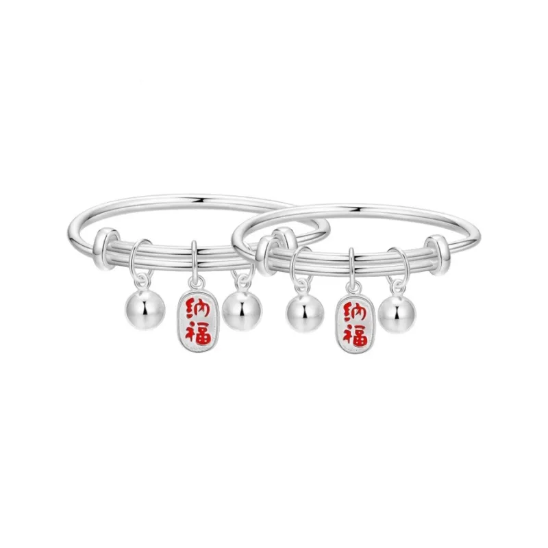 ZHOUBAIFU S999 Fine Silver Bangles Kids'-0