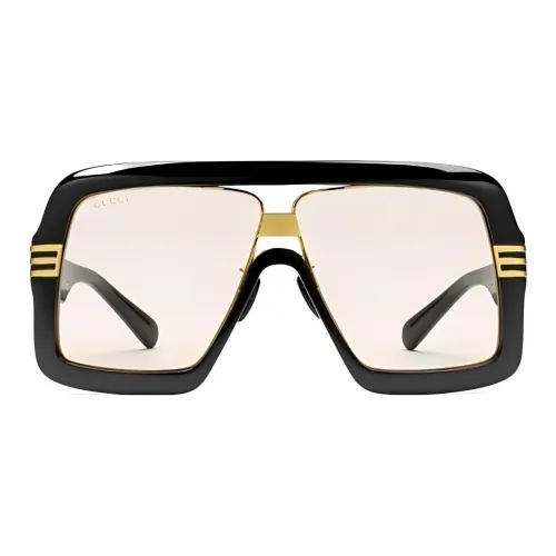 GUCCI Irregular Shape Sunglasses Men's Black