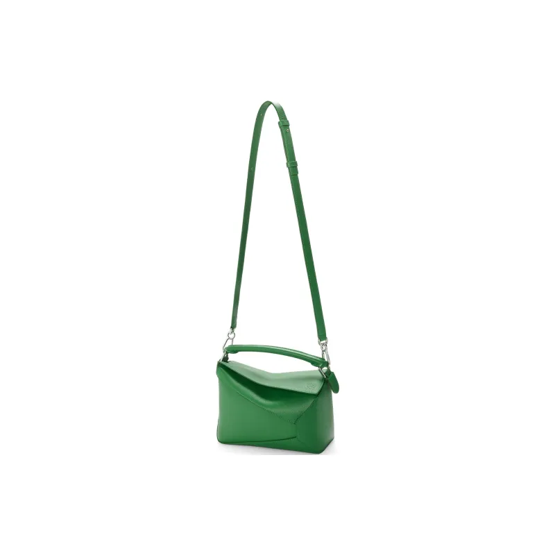 LOEWE Puzzle Grain Calfskin Shoulder Bag, Crossbody Bag, Handbag Small Size Women's Green-3