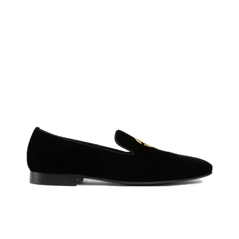 Roberto Cavalli Logo-embroidered Velvet Loafers-1