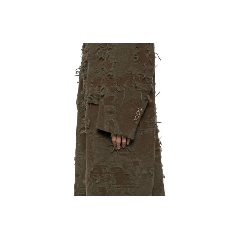 UMA WANG Distressed Single Breasted Coat-4