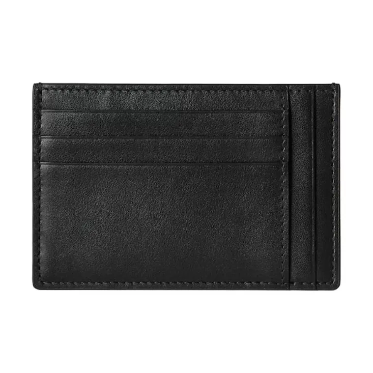 GUCCI Grained Leather Card Holder Large Size Men's Dark Gray & Black-3