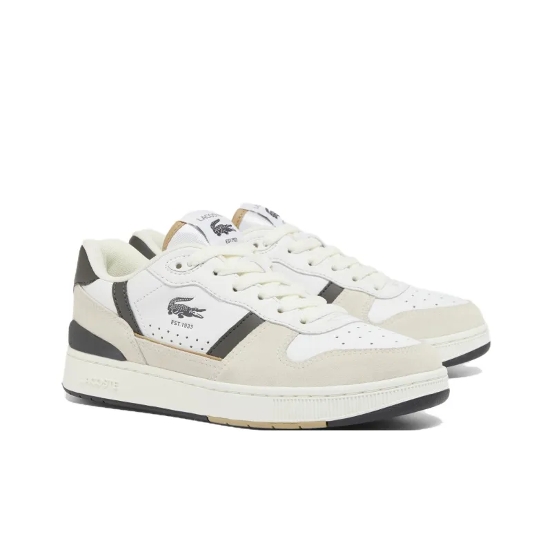 LACOSTE T-Clip Low-Top Skateboard Shoes Women's White Green-1
