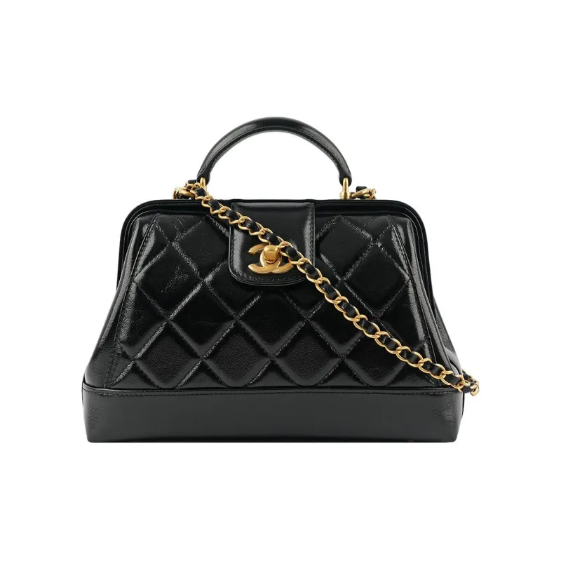 CHANEL 24A Lambskin Doctor Bag Handbag Women's Black-0